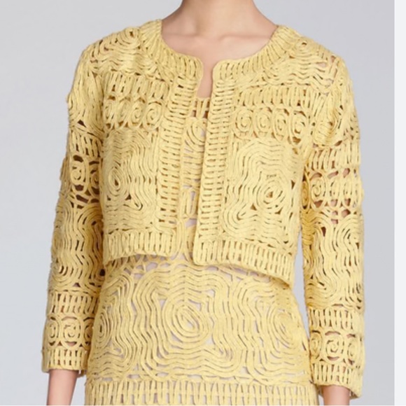 Natori Jackets & Blazers - Josie Natori Jacket Size Medium Analyn Soutache Sunshine Yellow Elegant Delicate